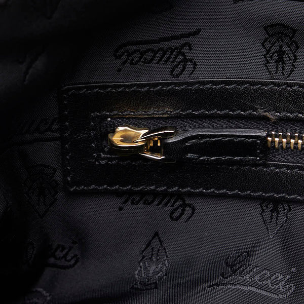 グッチ バンブー ハンドバッグ 189869 ダークグリーン ブラック レザー レディース GUCCI 【中古】