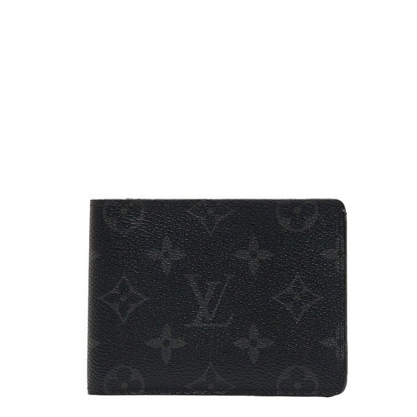 ルイ ヴィトン モノグラム エクリプス ポルトフォイユ スレンダー 二つ折り財布 M80906 グレー PVC メンズ LOUIS VUITTON 【中古】