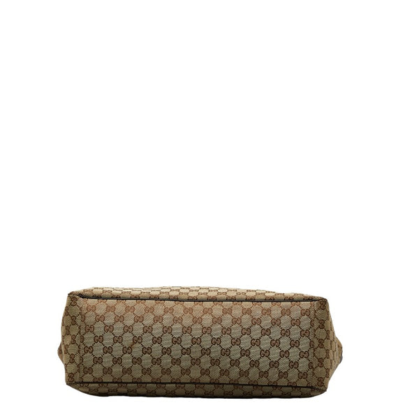 グッチ GGキャンバス トートバッグ 153033 ベージュ ブラウン キャンバス レザー レディース GUCCI 【中古】
