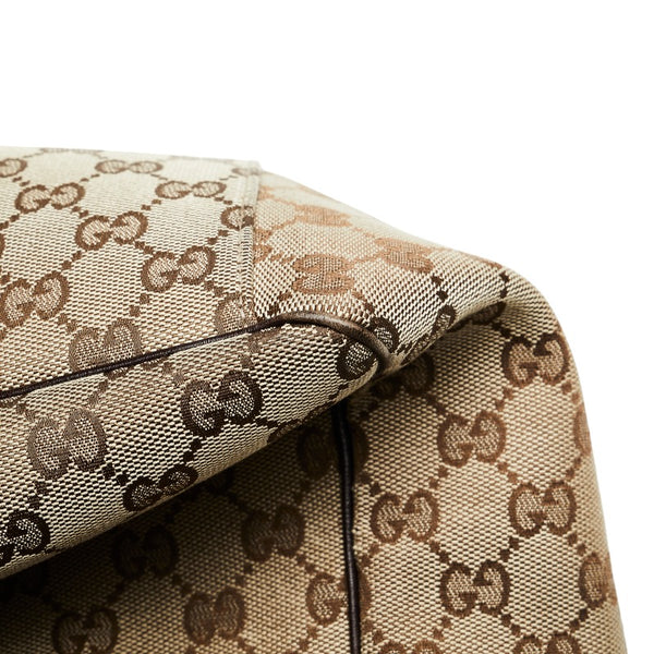 グッチ GGキャンバス トートバッグ 153033 ベージュ ブラウン キャンバス レザー レディース GUCCI 【中古】