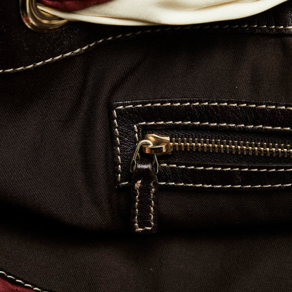 グッチ GGキャンバス トートバッグ 153033 ベージュ ブラウン キャンバス レザー レディース GUCCI 【中古】