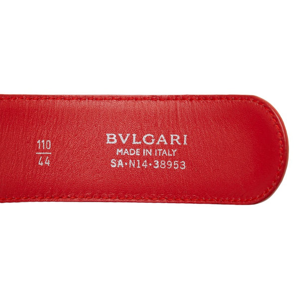 ブルガリ ブルガリブルガリ ベルト 110/44 レッド シルバー レザー メンズ BVLGARI 【中古】