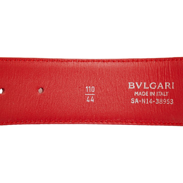 ブルガリ ブルガリブルガリ ベルト 110/44 レッド シルバー レザー メンズ BVLGARI 【中古】