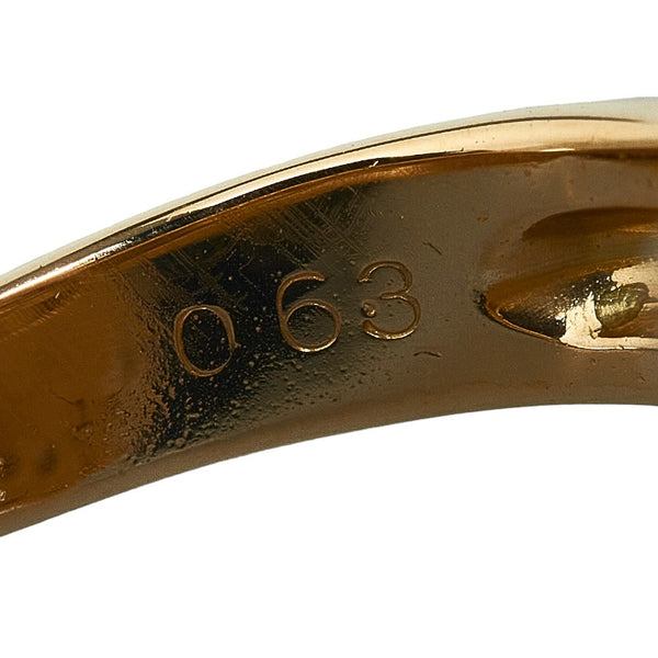 K18YG イエローゴールド 白蝶真珠12.3mm ダイヤ0.63ct シェルモチーフ リング 指輪 レディース 7.5号 【中古】
