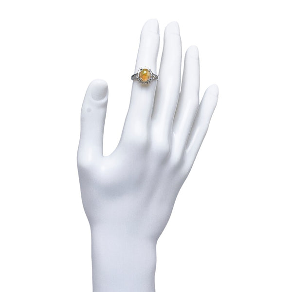 Pt900 プラチナ ファイアオパール1.80ct ダイヤ0.20ct リング 指輪 レディース 12号 【中古】