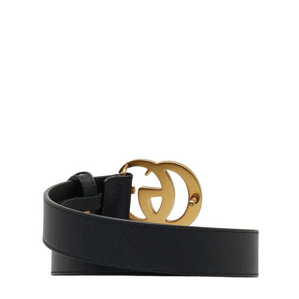 グッチ GGマーモント ダブルG ベルト 80/32 414516 ブラック ゴールド レザー レディース GUCCI 【中古】