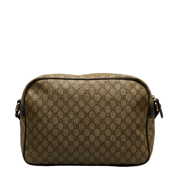 グッチ GGスプリーム ショルダーバッグ メッセンジャーバッグ 211107 ベージュ ブラウン PVC レザー レディース GUCCI 【中古】