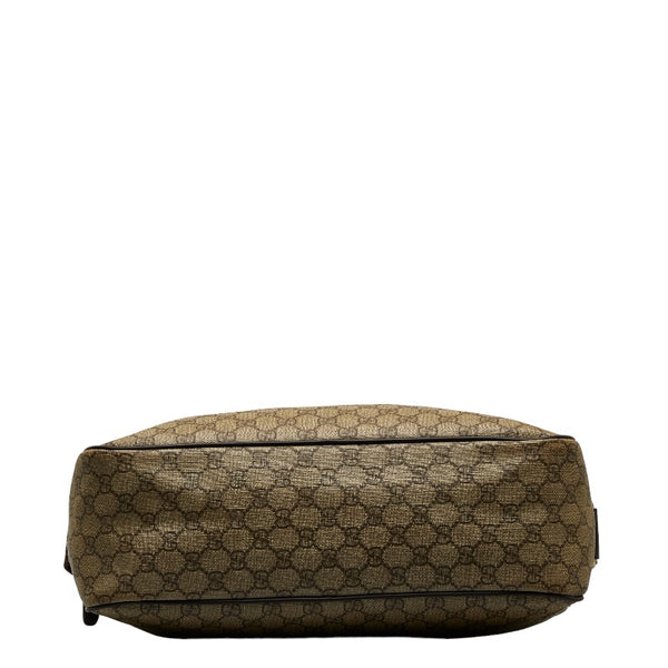 グッチ GGスプリーム ショルダーバッグ メッセンジャーバッグ 211107 ベージュ ブラウン PVC レザー レディース GUCCI 【中古】