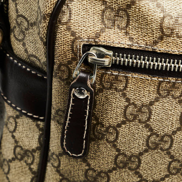 グッチ GGスプリーム ショルダーバッグ メッセンジャーバッグ 211107 ベージュ ブラウン PVC レザー レディース GUCCI 【中古】