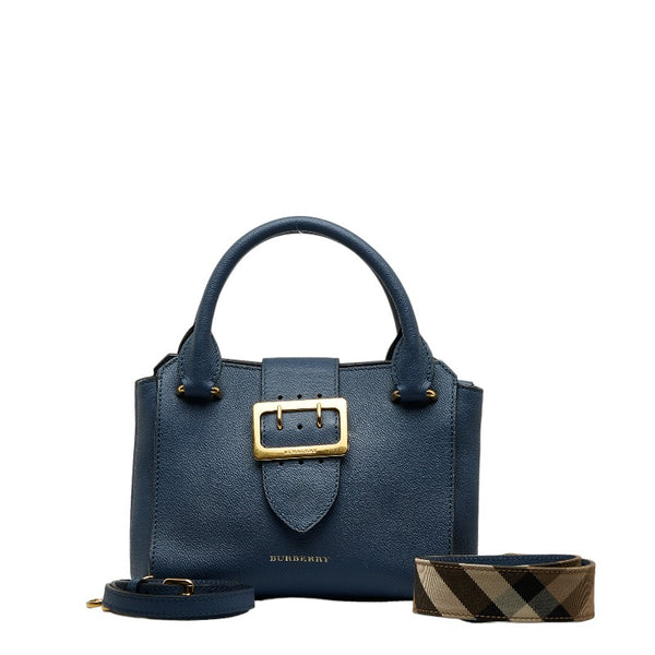 バーバリー ノバチェック ハンドバッグ ショルダーバッグ 2WAY ブルー レザー レディース BURBERRY 【中古】