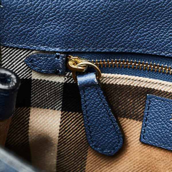 バーバリー ノバチェック ハンドバッグ ショルダーバッグ 2WAY ブルー レザー レディース BURBERRY 【中古】