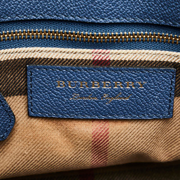 バーバリー ノバチェック ハンドバッグ ショルダーバッグ 2WAY ブルー レザー レディース BURBERRY 【中古】