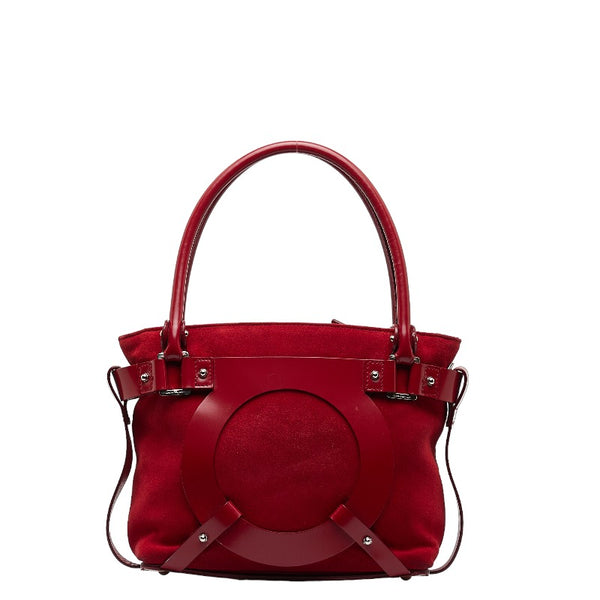 サルヴァトーレフェラガモ ガンチーニ ハンドバッグ AU-21 5825 レッド スウェード レザー レディース Salvatore Ferragamo 【中古】