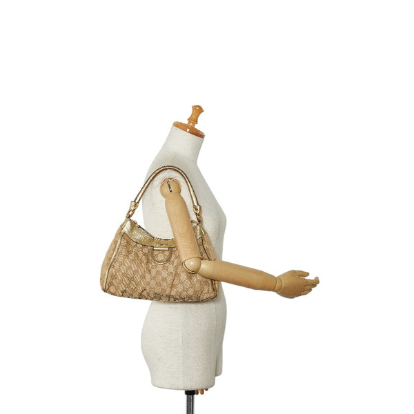 グッチ アビー GGキャンバス ハンドバッグ 190525 ベージュ ゴールド レザー レディース GUCCI 【中古】