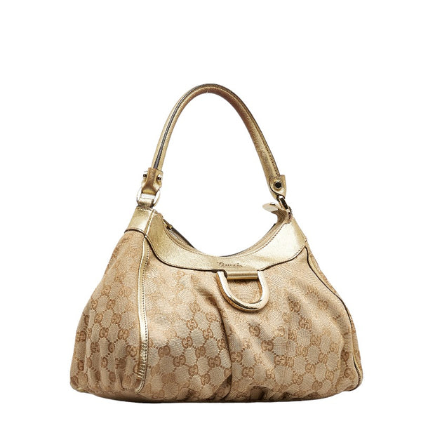 グッチ アビー GGキャンバス ハンドバッグ 190525 ベージュ ゴールド レザー レディース GUCCI 【中古】