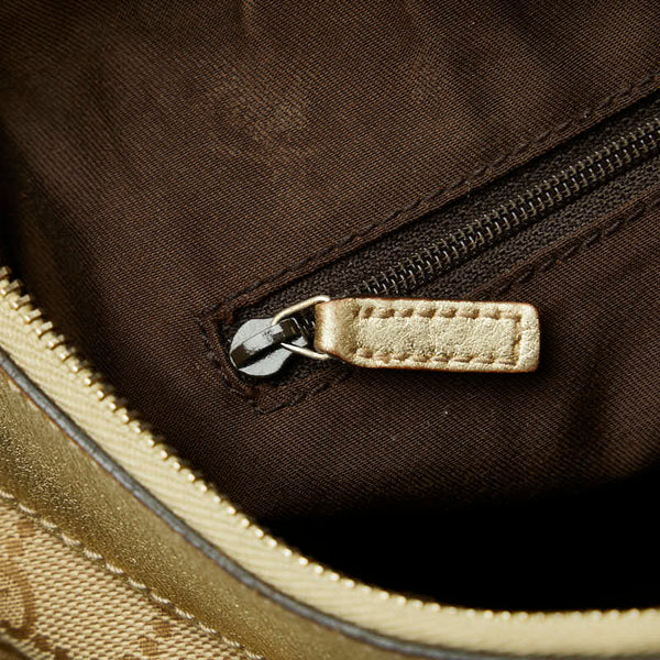 グッチ アビー GGキャンバス ハンドバッグ 190525 ベージュ ゴールド レザー レディース GUCCI 【中古】