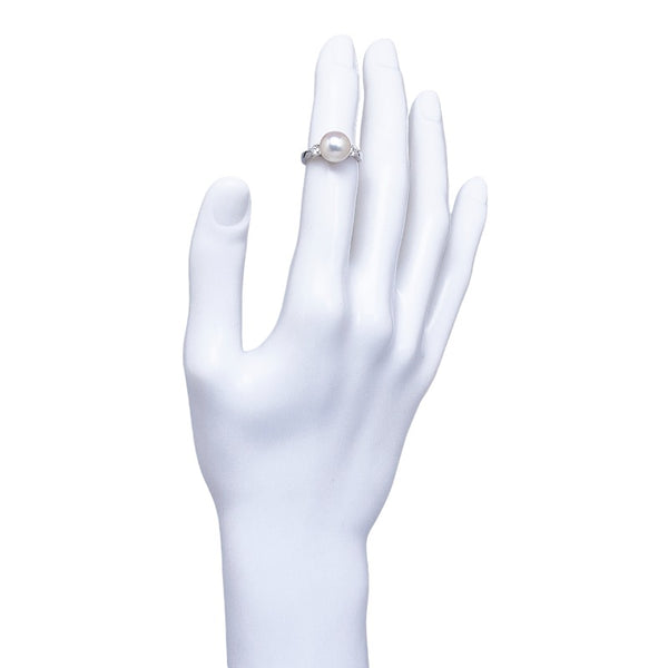 Pt900 プラチナ アコヤパール9.5mm リング 指輪 レディース 9号 【中古】