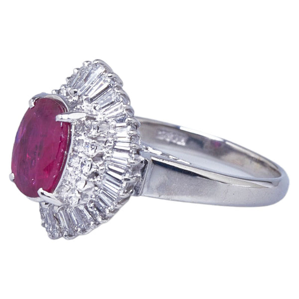 Pt900 プラチナ ルビー1.44ct ダイヤ0.77ct リング 指輪 レディース 11号 【中古】