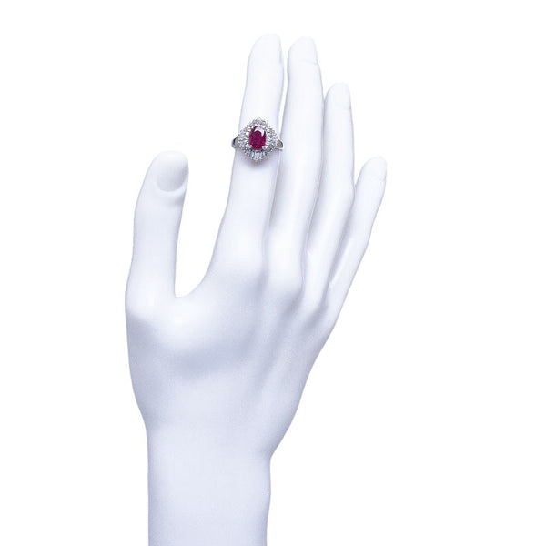 Pt900 プラチナ ルビー1.44ct ダイヤ0.77ct リング 指輪 レディース 11号 【中古】