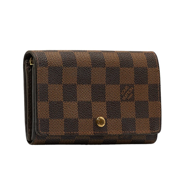 ルイ ヴィトン ダミエ ポルトモネ ビエトレゾール 二つ折り財布 N61730 ブラウン PVC レザー レディース LOUIS VUITTON 【中古】