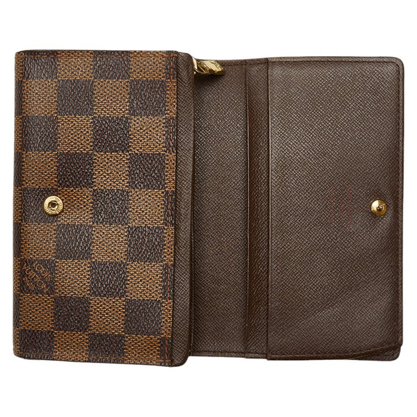 ルイ ヴィトン ダミエ ポルトモネ ビエトレゾール 二つ折り財布 N61730 ブラウン PVC レザー レディース LOUIS VUITTON 【中古】