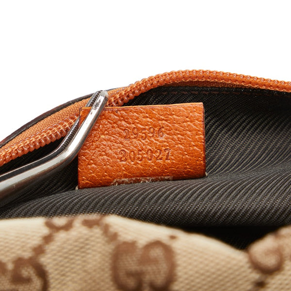 グッチ GGキャンバス ポーチ 29596 ベージュ ブラウン キャンバス レザー レディース GUCCI 【中古】