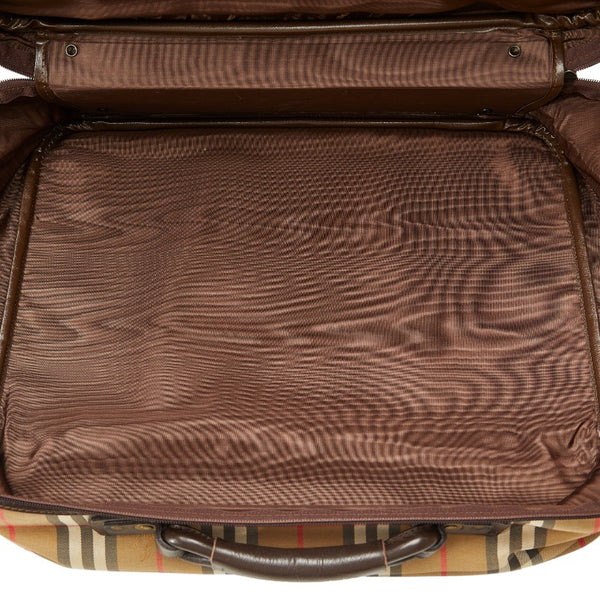 バーバリー ノバチェック シャドーホース ハンドバッグ トラベルバッグ ベージュ マルチカラー キャンバス レザー レディース BURBERRY 【中古】