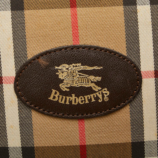 バーバリー ノバチェック シャドーホース ハンドバッグ トラベルバッグ ベージュ マルチカラー キャンバス レザー レディース BURBERRY 【中古】