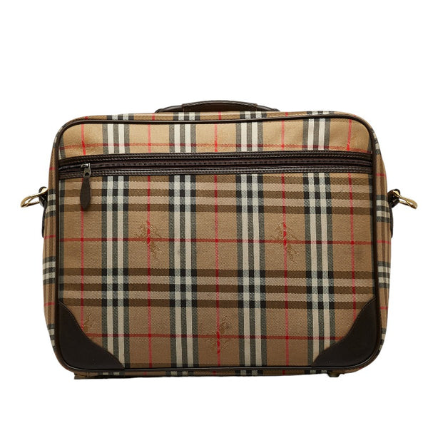 バーバリー ノバチェック シャドーホース ハンドバッグ トラベルバッグ ベージュ マルチカラー キャンバス レザー レディース BURBERRY 【中古】