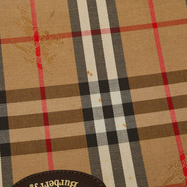 バーバリー ノバチェック シャドーホース ハンドバッグ トラベルバッグ ベージュ マルチカラー キャンバス レザー レディース BURBERRY 【中古】