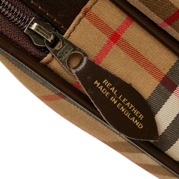 バーバリー ノバチェック シャドーホース ハンドバッグ トラベルバッグ ベージュ マルチカラー キャンバス レザー レディース BURBERRY 【中古】