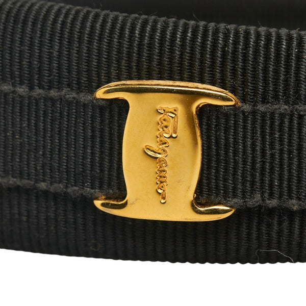 サルヴァトーレフェラガモ ヴァラ カチューシャ ヘアアクセサリー ブラック ゴールド キャンバス レディース Salvatore Ferragamo 【中古】