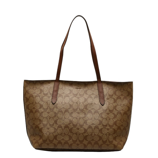 コーチ シグネチャー トートバッグ F67108 ベージュ ブラウン PVC レザー レディース COACH 【中古】