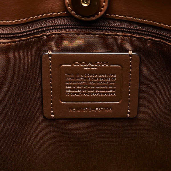 コーチ シグネチャー トートバッグ F67108 ベージュ ブラウン PVC レザー レディース COACH 【中古】