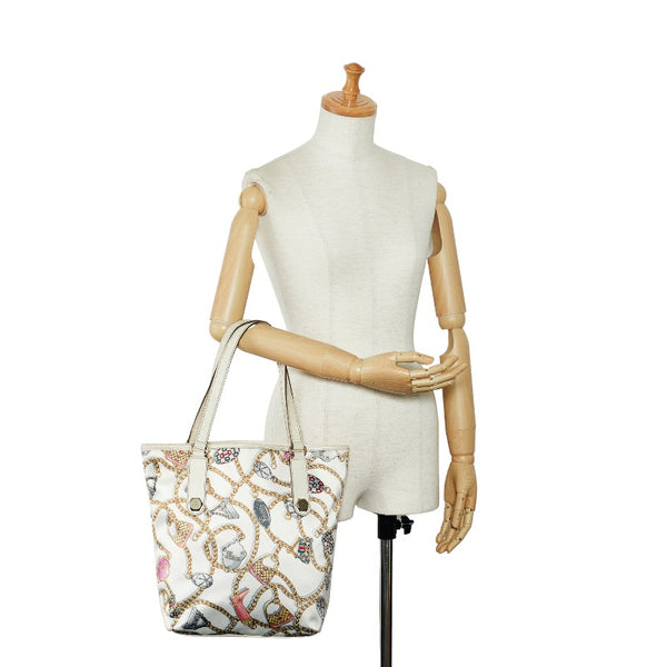 グッチ チェーン柄 総柄 ショルダーバッグ トートバッグ 153009 ホワイト マルチカラー ナイロン レザー レディース GUCCI 【中古】