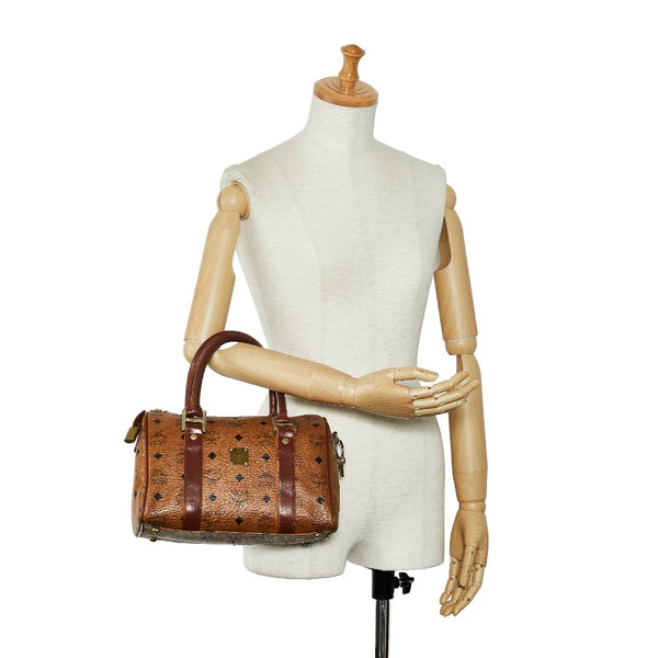 エム シー エム ヴィセトス ロゴグラム ミニボストンバッグ ハンドバッグ ブラウン レザー レディース MCM 【中古】