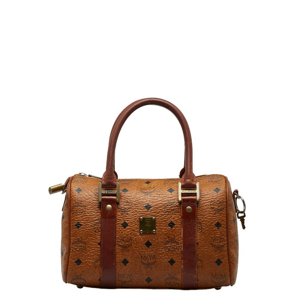 エム シー エム ヴィセトス ロゴグラム ミニボストンバッグ ハンドバッグ ブラウン レザー レディース MCM 【中古】