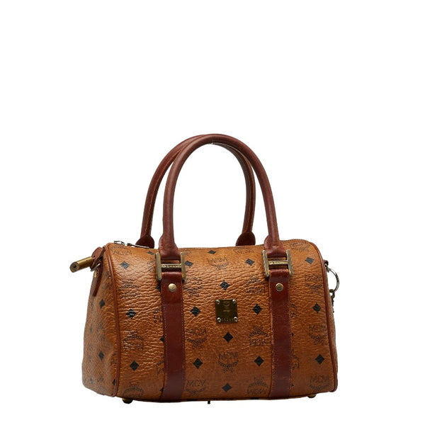 エム シー エム ヴィセトス ロゴグラム ミニボストンバッグ ハンドバッグ ブラウン レザー レディース MCM 【中古】
