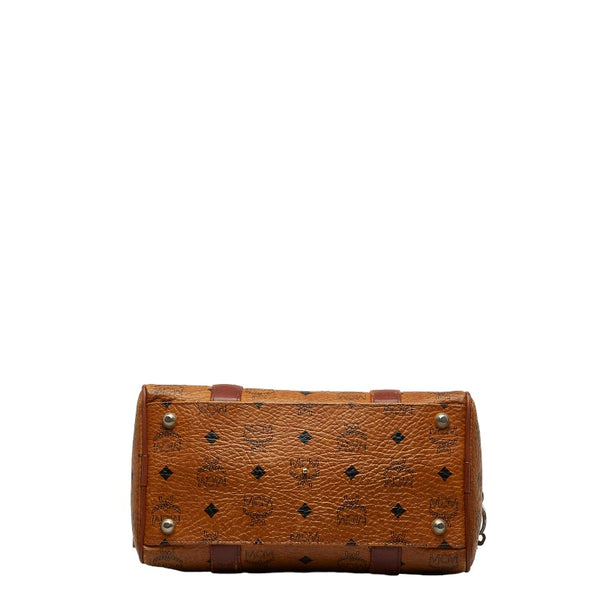 エム シー エム ヴィセトス ロゴグラム ミニボストンバッグ ハンドバッグ ブラウン レザー レディース MCM 【中古】