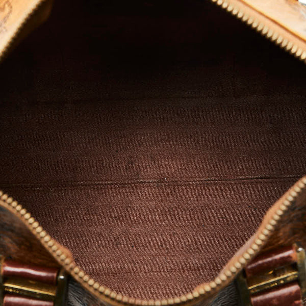 エム シー エム ヴィセトス ロゴグラム ミニボストンバッグ ハンドバッグ ブラウン レザー レディース MCM 【中古】