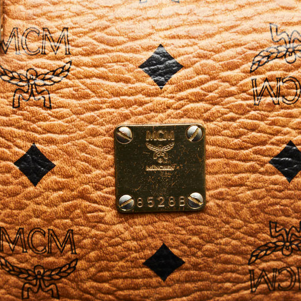エム シー エム ヴィセトス ロゴグラム ミニボストンバッグ ハンドバッグ ブラウン レザー レディース MCM 【中古】