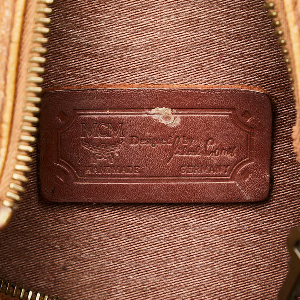 エム シー エム ヴィセトス ロゴグラム ミニボストンバッグ ハンドバッグ ブラウン レザー レディース MCM 【中古】