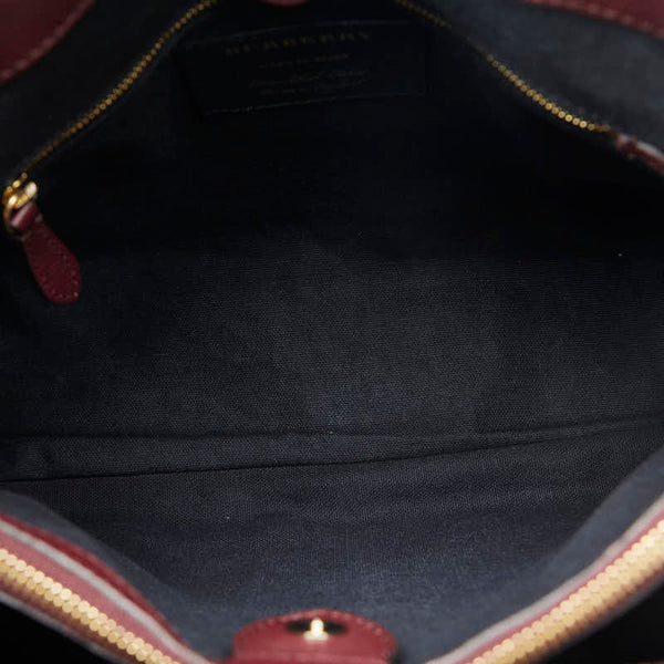 バーバリー ノバチェック ハンドバッグ ショルダーバッグ 2WAY ワインレッド レザー レディース BURBERRY 【中古】