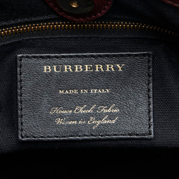 バーバリー ノバチェック ハンドバッグ ショルダーバッグ 2WAY ワインレッド レザー レディース BURBERRY 【中古】