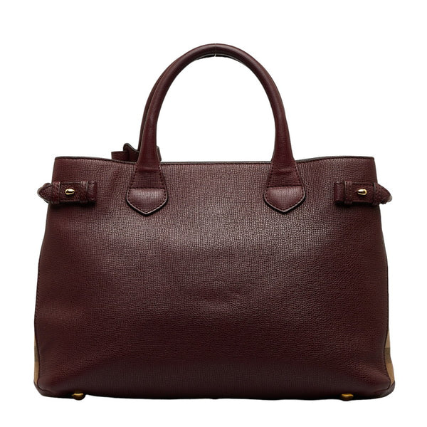 バーバリー ノバチェック ハンドバッグ ショルダーバッグ 2WAY ワインレッド レザー レディース BURBERRY 【中古】