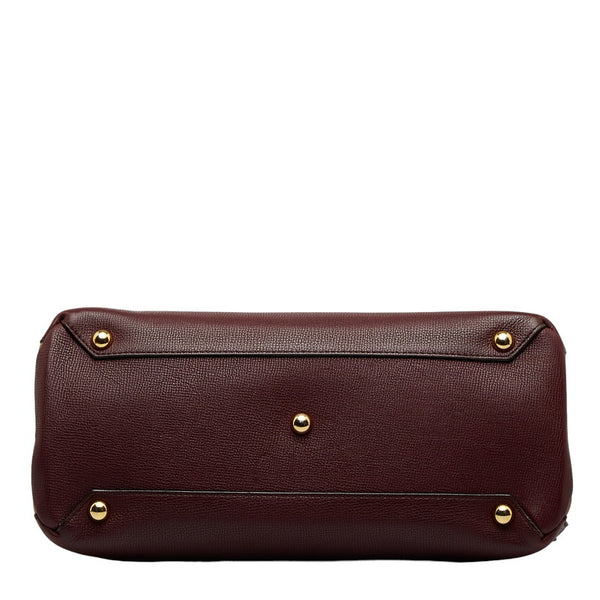 バーバリー ノバチェック ハンドバッグ ショルダーバッグ 2WAY ワインレッド レザー レディース BURBERRY 【中古】