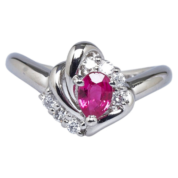 Pt900 プラチナ ルビー0.52ct ダイヤ0.18ct リング 指輪 レディース 9.5号 【中古】