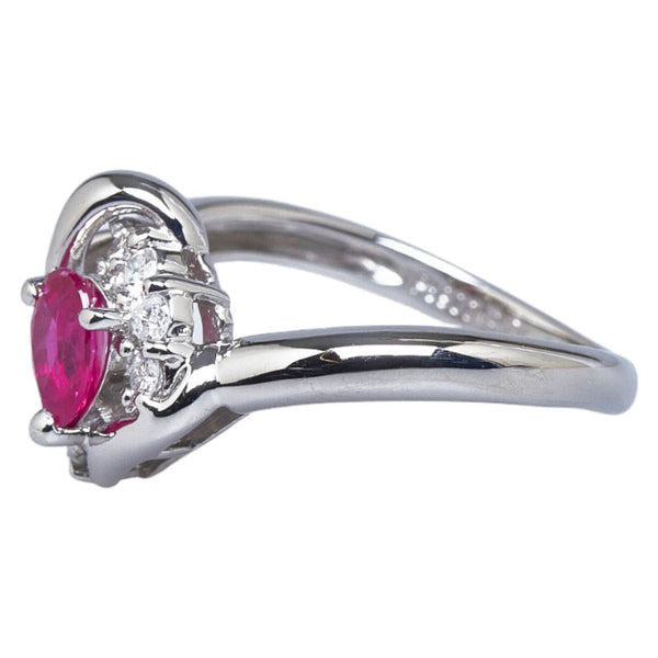 Pt900 プラチナ ルビー0.52ct ダイヤ0.18ct リング 指輪 レディース 9.5号 【中古】