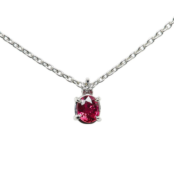Pt900 プラチナ Pt850 プラチナ ルビー0.43ct ダイヤ0.02ct ネックレス レディース 【中古】