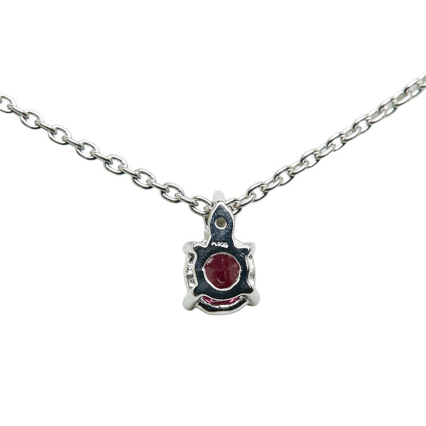 Pt900 プラチナ Pt850 プラチナ ルビー0.43ct ダイヤ0.02ct ネックレス レディース 【中古】